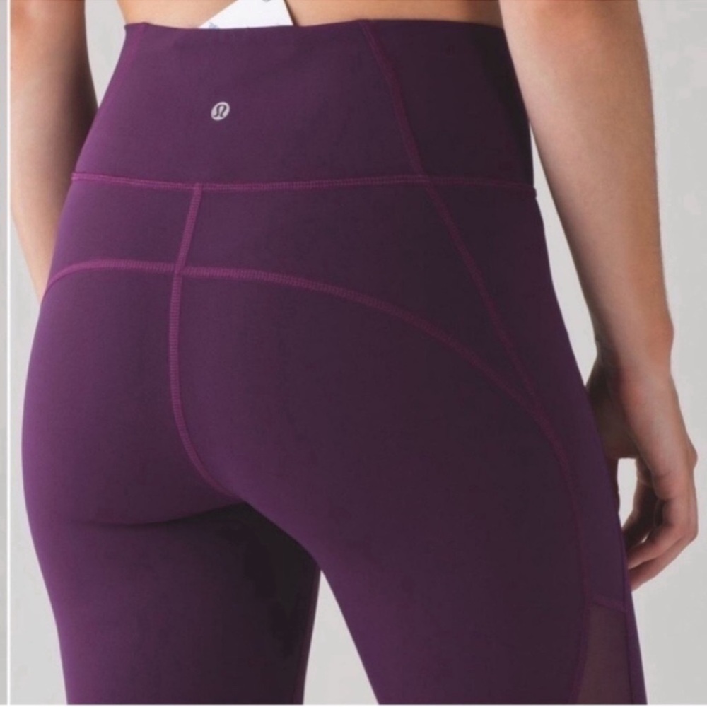Lululemon Hot Like Agni Pant Darkest Magenta Purple Mesh Leggings Size 4 - Picture 5 of 15